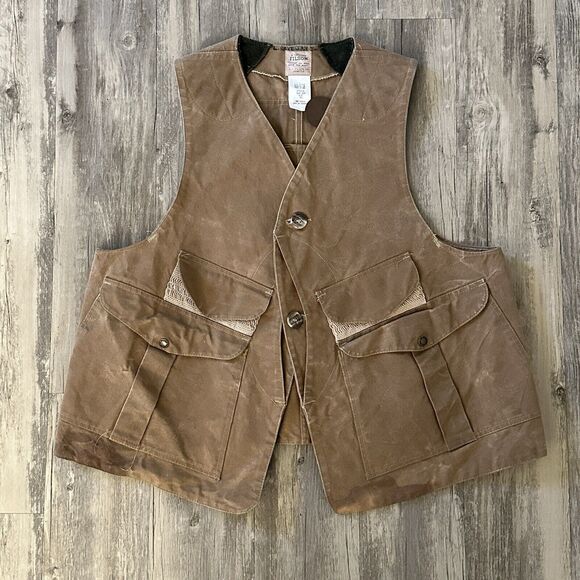 Vintage 90s Filson Waxed Half Moon Hunting Vest Size XL